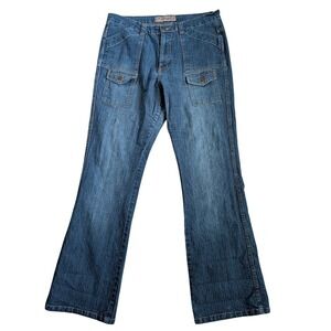 Y2K Cargo Jeans Women 34x32 Grunge Streetwear Skater Casual Blue‎ Denim Comfort